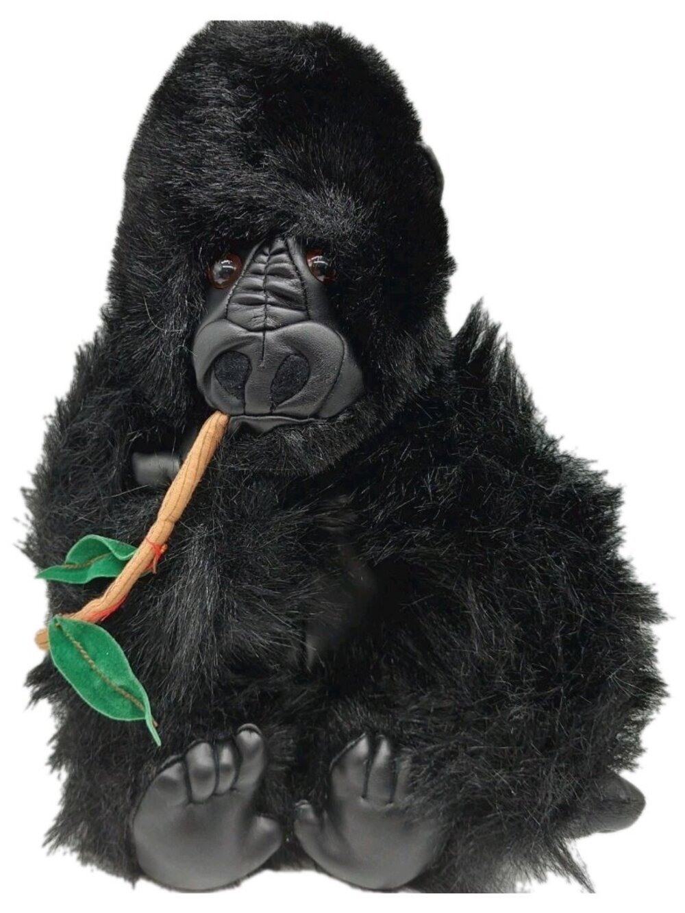 Animal Planet Gorilla Plush 11" Black Faux Leather Face 2000 Stuffed Animal